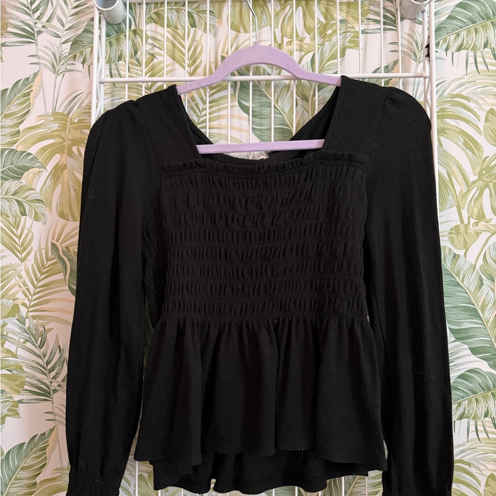 Altr’d State Black Smocked Top